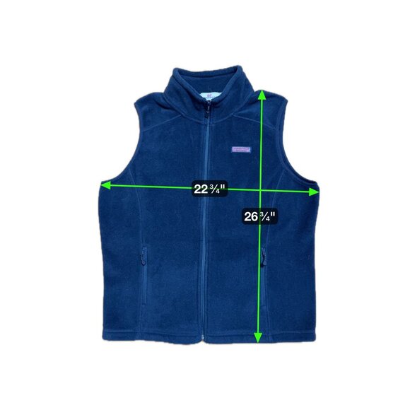 Vineyard Vines Navy Blue Full Zip Fleece Vest SZ Large Whale Logo Warm Casual - Picture 11 of 11